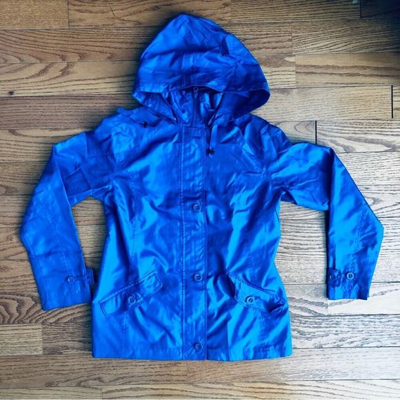 Lands’ End Rain Windbreaker Hooded Royal Blue Jacket Women’s Size XS (4-6) - Picture 9 of 11